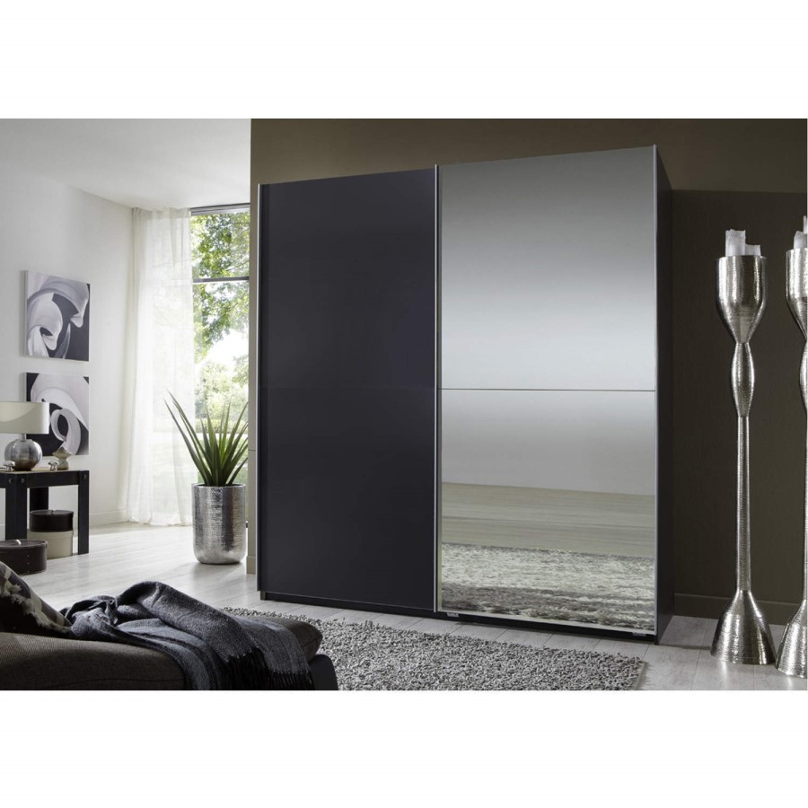 Evoque Sliding Mirrored Wardrobe in Lava Grey
