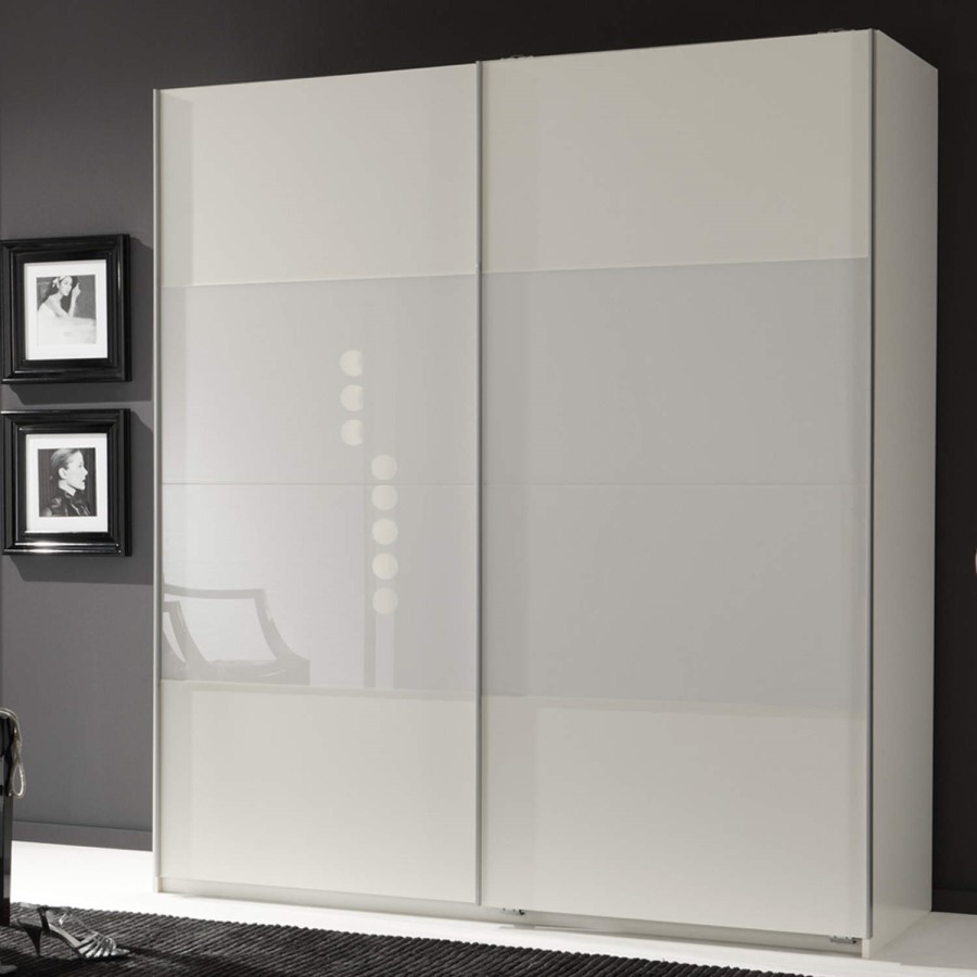 Evoque Sliding Wardrobe in White with White Glass