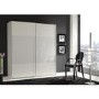 Evoque Sliding Wardrobe in White with White Glass