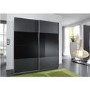 Evoque Charcoal Grey Sliding Wardrobe with Black Glass Panel