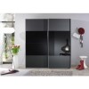 Evoque Charcoal Grey Sliding Wardrobe with Black Glass Panel