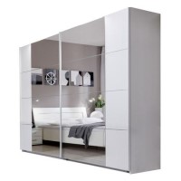 Evoque Sliding Door Mirrored Wardrobe in White