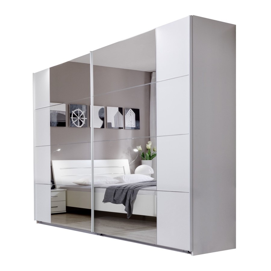 Evoque Sliding Door Mirrored Wardrobe in White