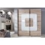 GRADE A3 - Evoque Sliding Wardrobe Oak Effect with Curved Glass Insert San Remo