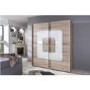 GRADE A3 - Evoque Sliding Wardrobe Oak Effect with Curved Glass Insert San Remo