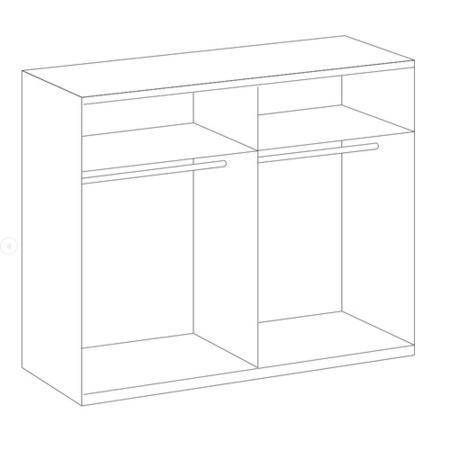 Evoque Oak Effect Sliding Wardrobe with Curved Glass Insert