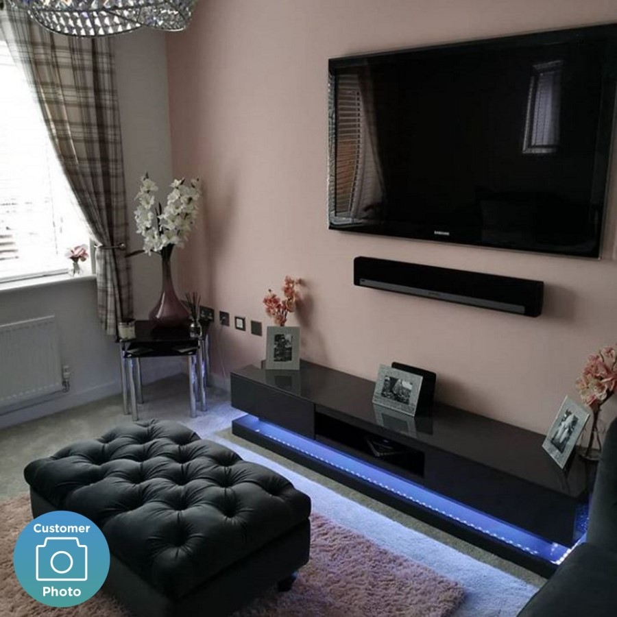 Evoque Large Grey High Gloss TV Unit with Lower LED Lighting - TV's up to 70"
