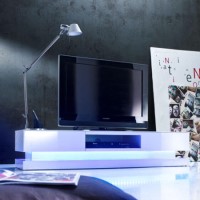 GRADE A3 - Evoque LED White High gloss TV Unit with Lower Lighting