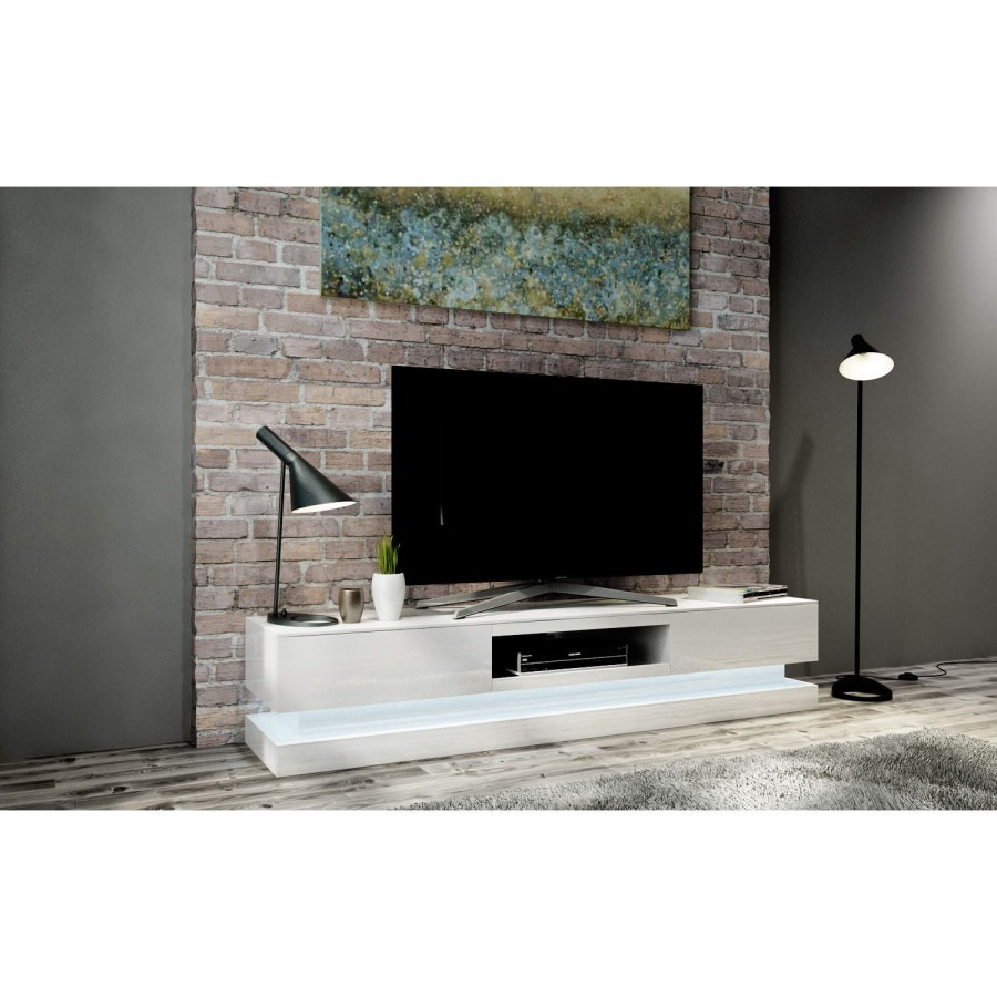 GRADE A3 - Evoque LED White High gloss TV Unit with Lower Lighting