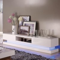 GRADE A2 - Light cosmetic damage - Evoque White High gloss TV Unit with Lower Lighting