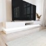 Wide White Gloss TV Stand with Storage & LEDs - TV's up to 70" - Evoque