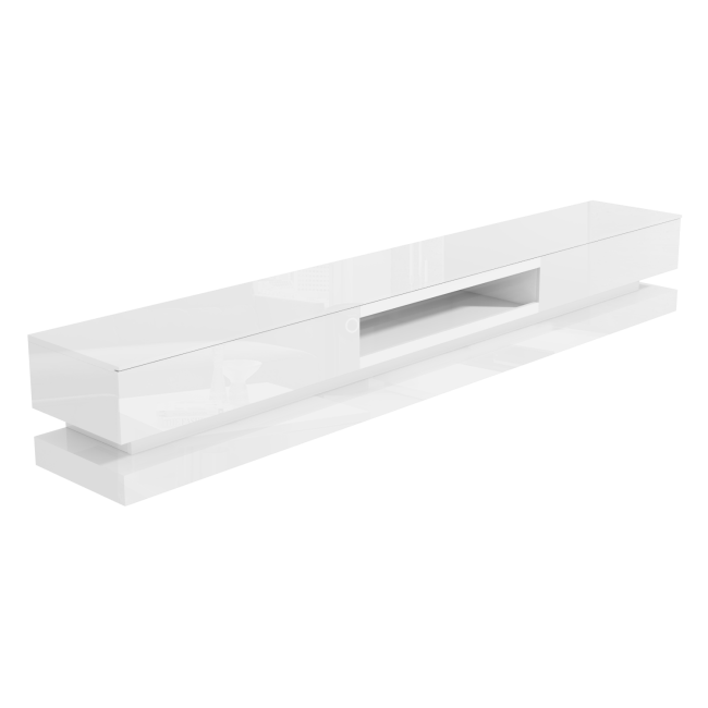 Wide White Gloss TV Stand with Storage & LEDs - TV's up to 70" - Evoque