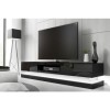 Grade A1 - Large Black High Gloss TV Unit with LED Lighting - TV&#39;s up to 70&quot; - Evoque