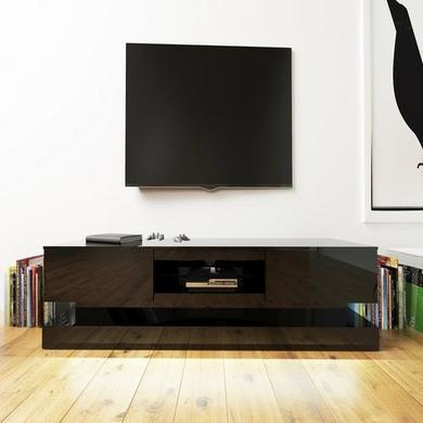 GRADE A1 - Evoque Black High Gloss TV Unit with Lower LED Lighting 