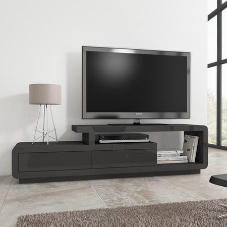 Evoque Grey High Gloss TV Unit Stand with Storage Drawers ...