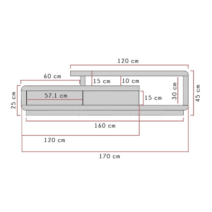 Evoque Grey High Gloss TV Unit Stand with Storage Drawers