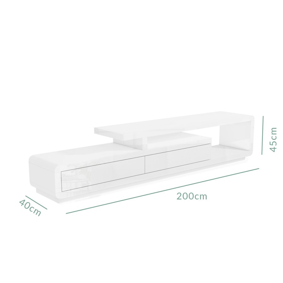 GRADE A1 - Evoque XL White High Gloss TV Unit with 2 Touch Open Drawers