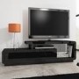 GRADE A2 - Evoque Geometric TV Unit in Black High Gloss with Touch Open Drawers 