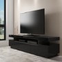 GRADE A1 - Large Black High Gloss TV Unit - TV's up to 83" - Harlow