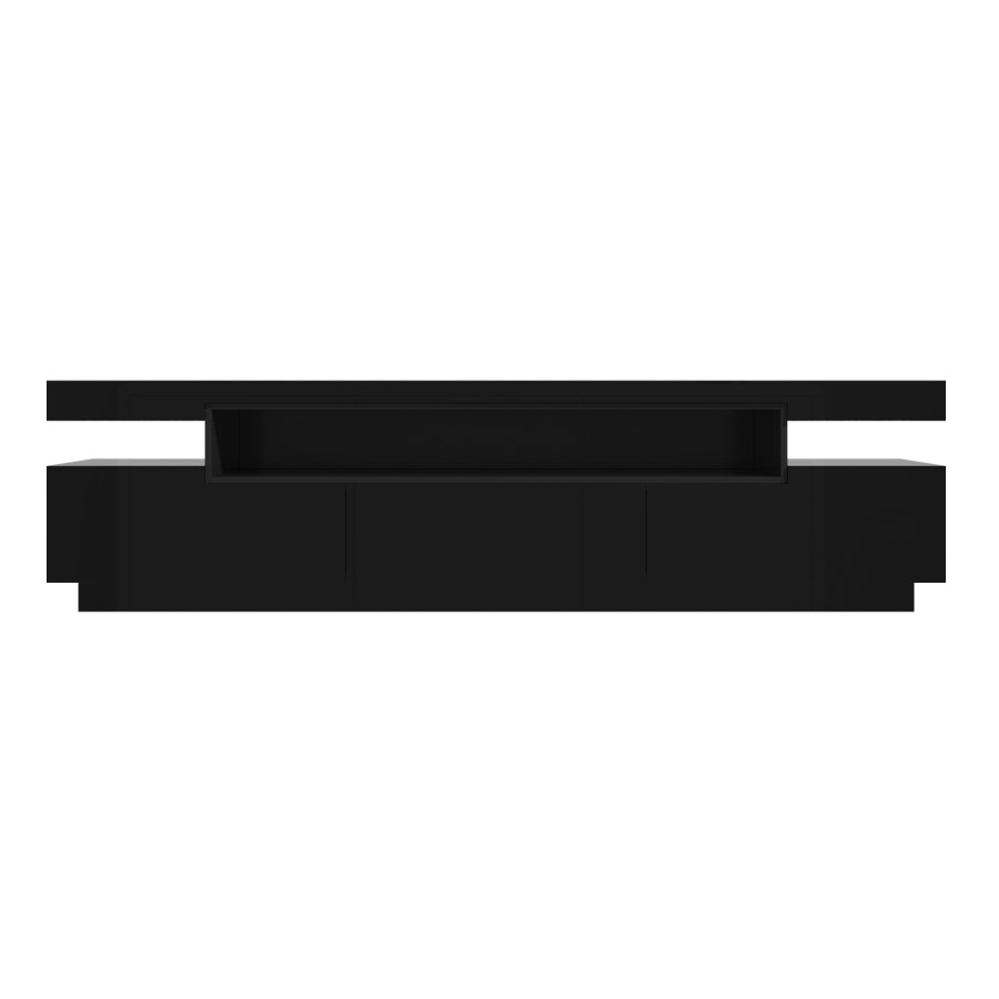 GRADE A1 - Large Black High Gloss TV Unit - TV's up to 83" - Harlow