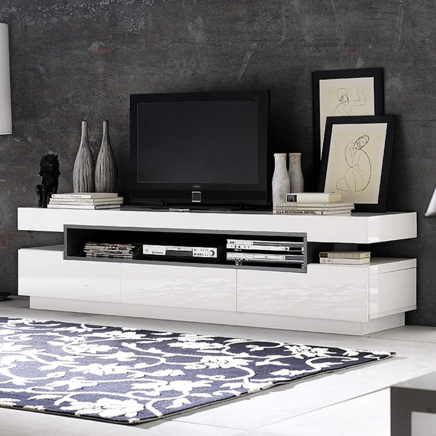 Mayfair Rectangular High Gloss White TV Unit