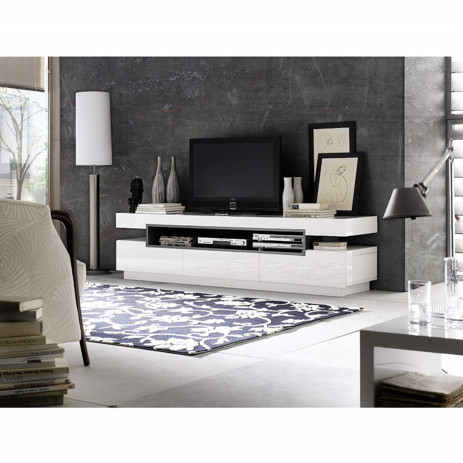 Mayfair Rectangular High Gloss White TV Unit