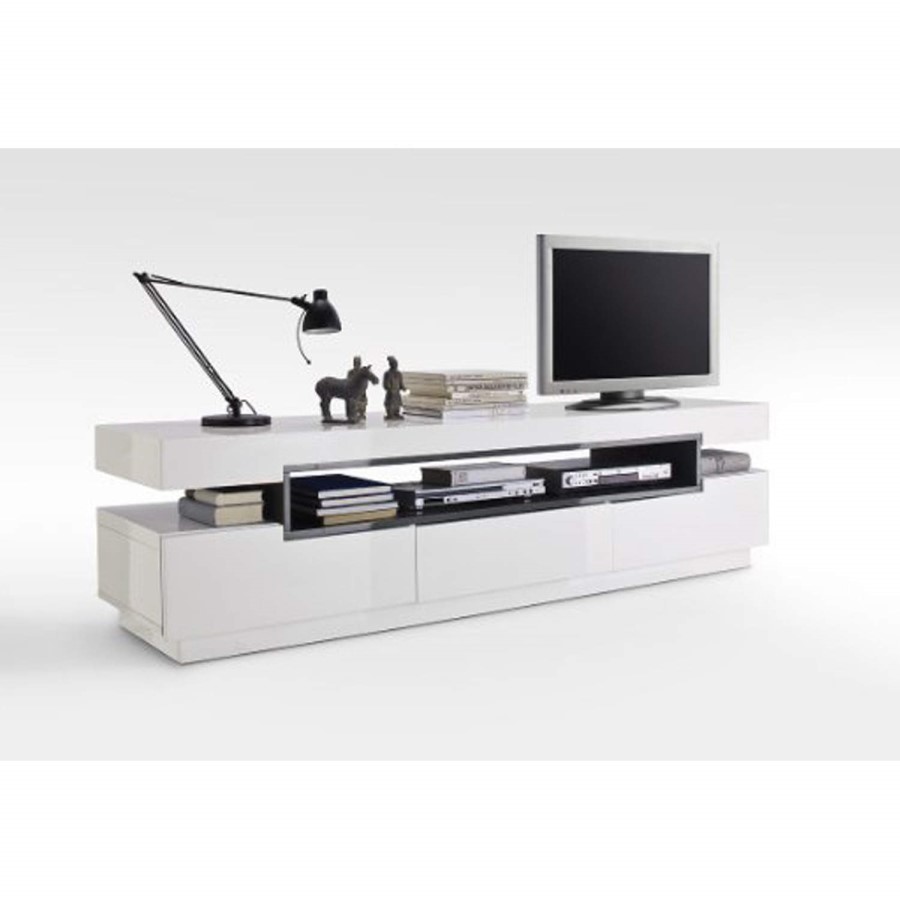 Mayfair Rectangular High Gloss White TV Unit