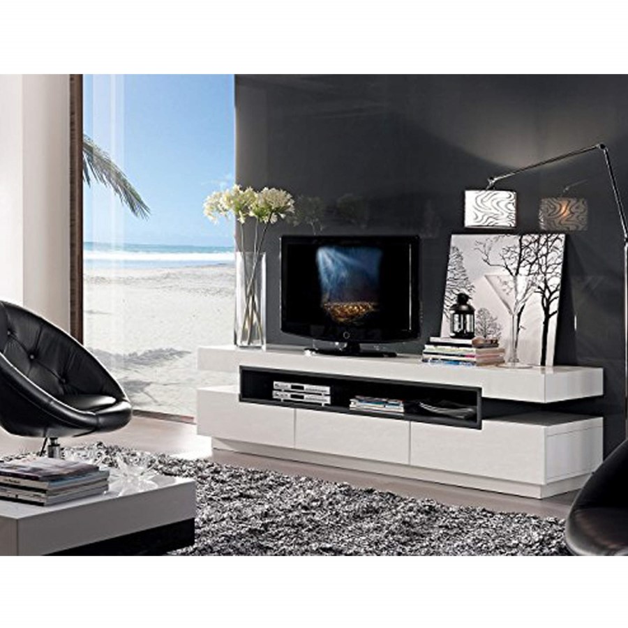 Mayfair Rectangular High Gloss White TV Unit