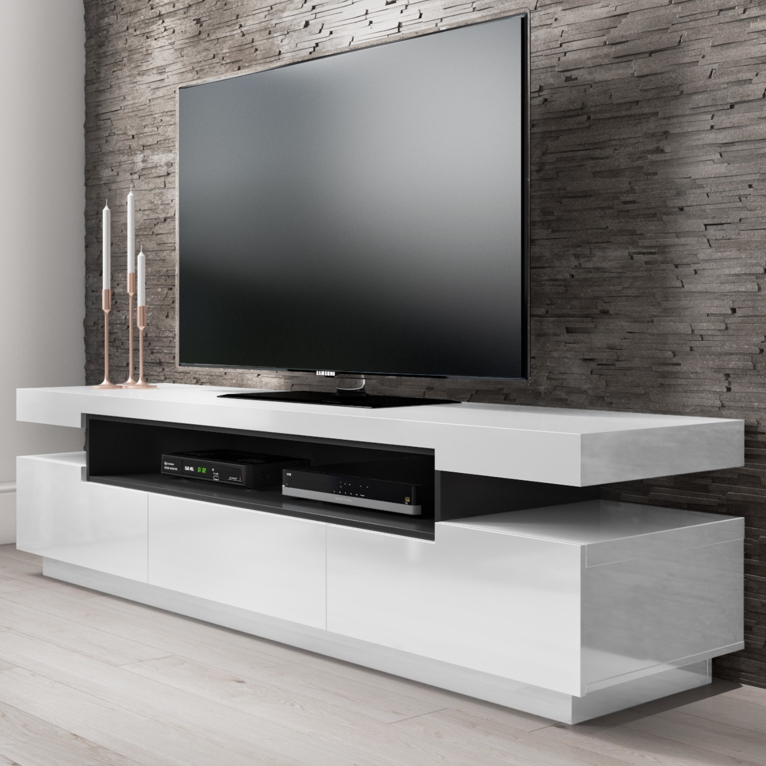 Large White High Gloss Tv Unit With Grey Shelf Harlow Furniture123 Large White High Gloss Tv Unit With Grey Shelf Harlow Furniture123