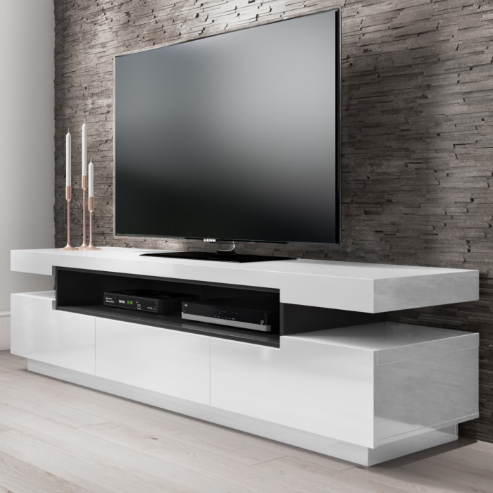 Harlow White High Gloss Tv Unit With Soundbar Shelf Tv S
