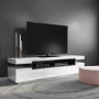 GRADE A2 - Large White High Gloss TV Unit with Grey Shelf - Harlow