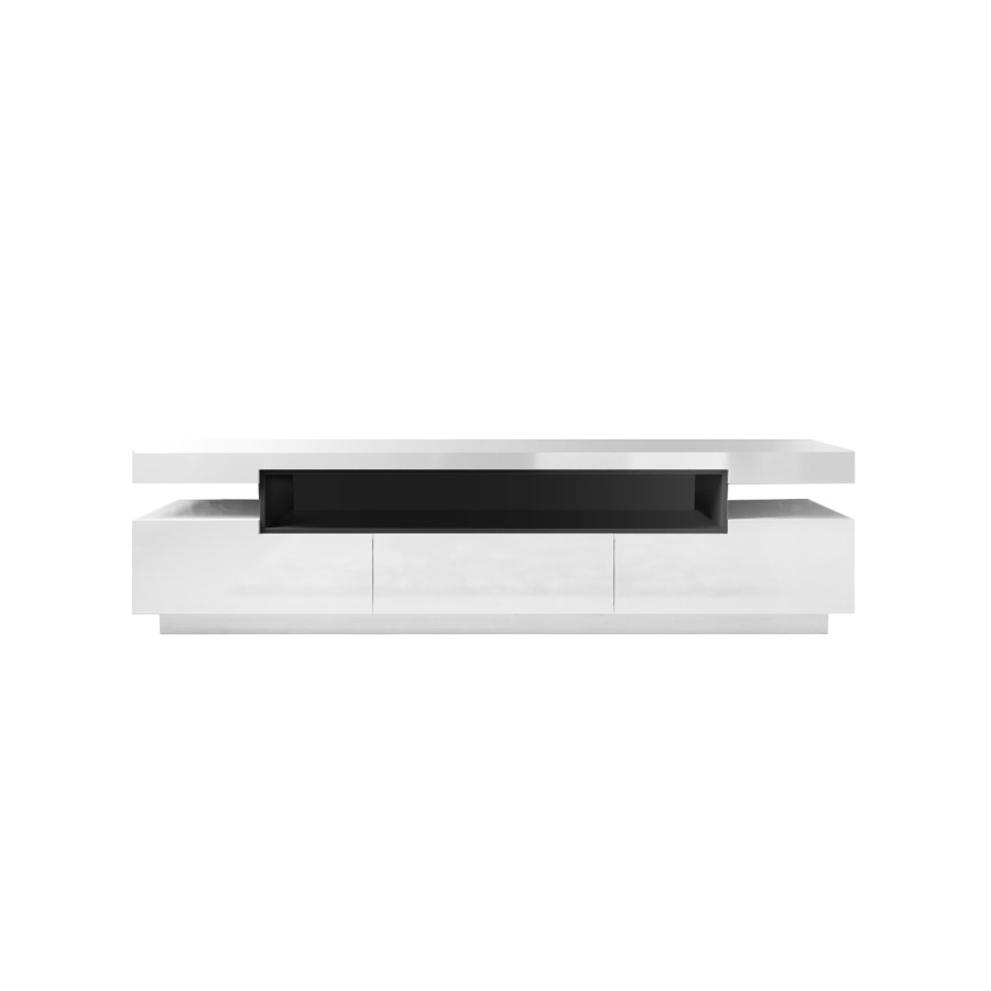 GRADE A2 - Large White High Gloss TV Unit with Grey Shelf - Harlow