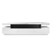 GRADE A2 - Large White Gloss TV Unit with Storage - TV's up to 83" - Harlow