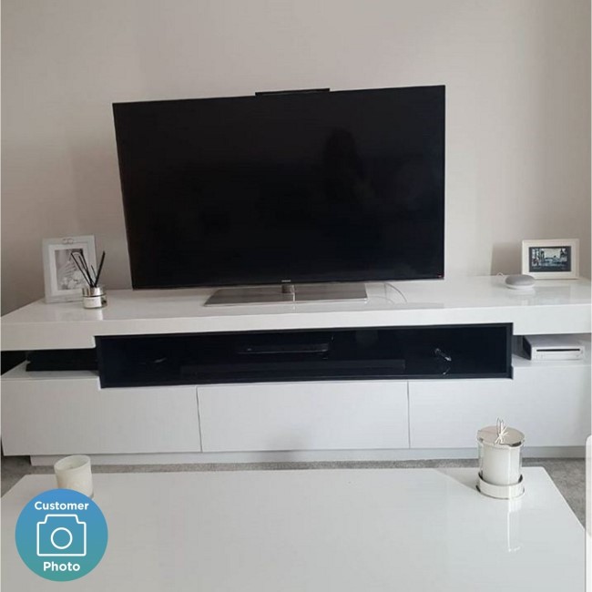 Harlow White High Gloss TV Unit with Soundbar Shelf - TV's up to 56"