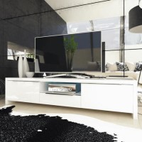 GRADE A1 - Evoque White High Gloss TV Unit Stand with LED Lighting