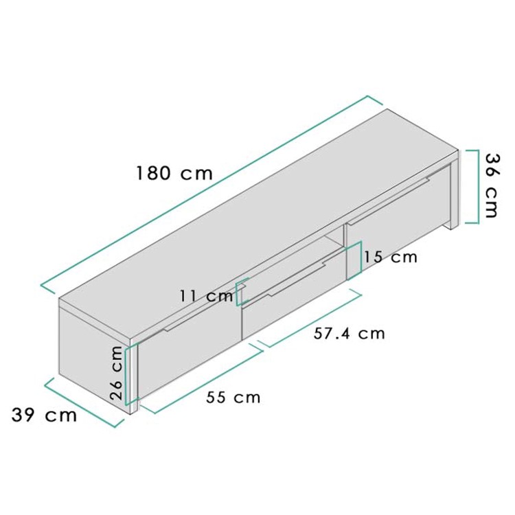 Grade A1 - Large White Gloss TV Unit with LED & Storage - TV's up to 56" - Evoque