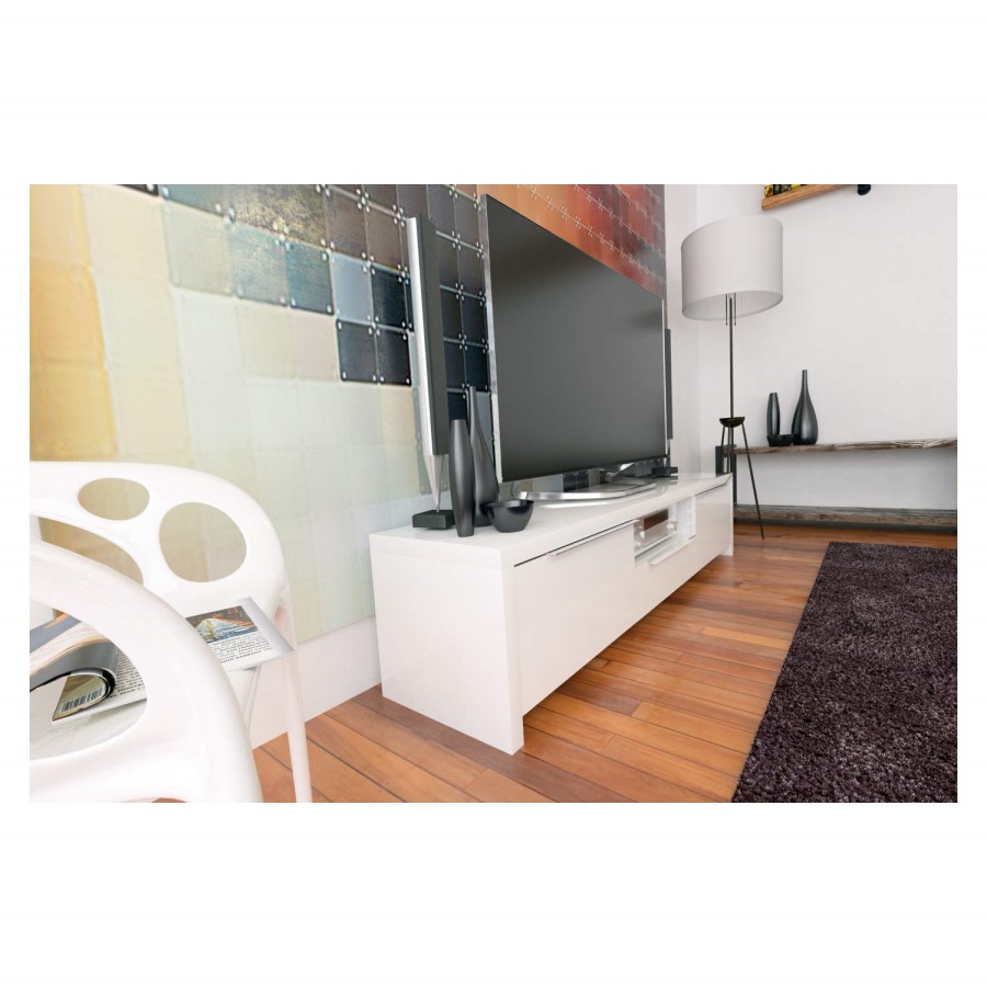 GRADE A1 - Evoque White High Gloss TV Unit Stand with LED Lighting