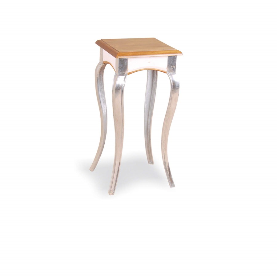 Signature North Retro Glam Pine Tall Lamp Table in White with Aluminium Legs