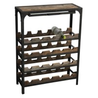 Signature North Industrial Wine Rack in Teak and Steel