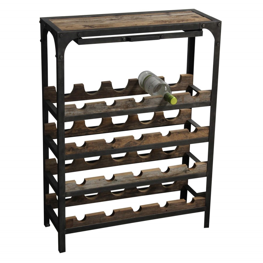 Signature North Industrial Wine Rack in Teak and Steel