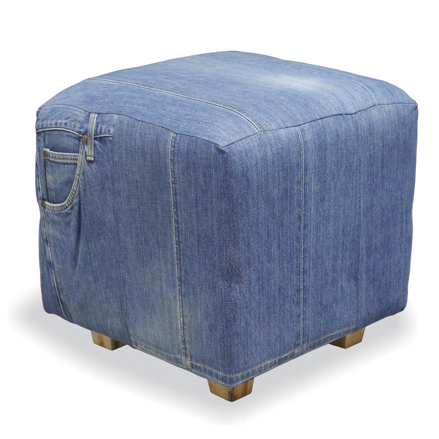 Signature North Bazaar Denim Cube Stool - Furniture123
