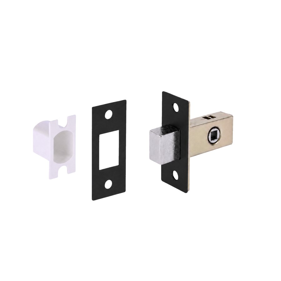 Internal Matt Black Bathroom Lever Door Handle with Lock Latch and Hinges Pack - 52mm - Forge - XL Joinery