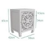 GRADE A1 - Fraya Pale Grey Bedside Table with Hand Carved Detail