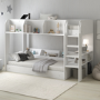 White Bunk Bed with Storage Shelves - Freddie