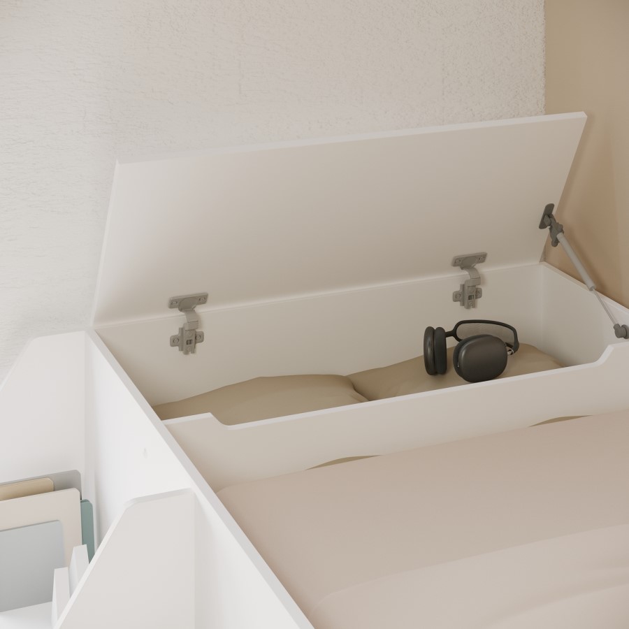 ONLY OPENED - White Bunk Bed with Storage Shelves - Freddie
