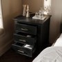 Black Ribbed 3 Drawer Bedside Table - Farah 