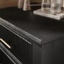 Black Ribbed 3 Drawer Bedside Table - Farah 