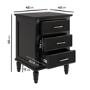 Black Ribbed 3 Drawer Bedside Table - Farah 