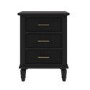 Black Ribbed 3 Drawer Bedside Table - Farah 