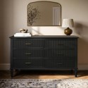 FRH002 Black Ribbed 6 Drawer Chest of Drawers - Farah